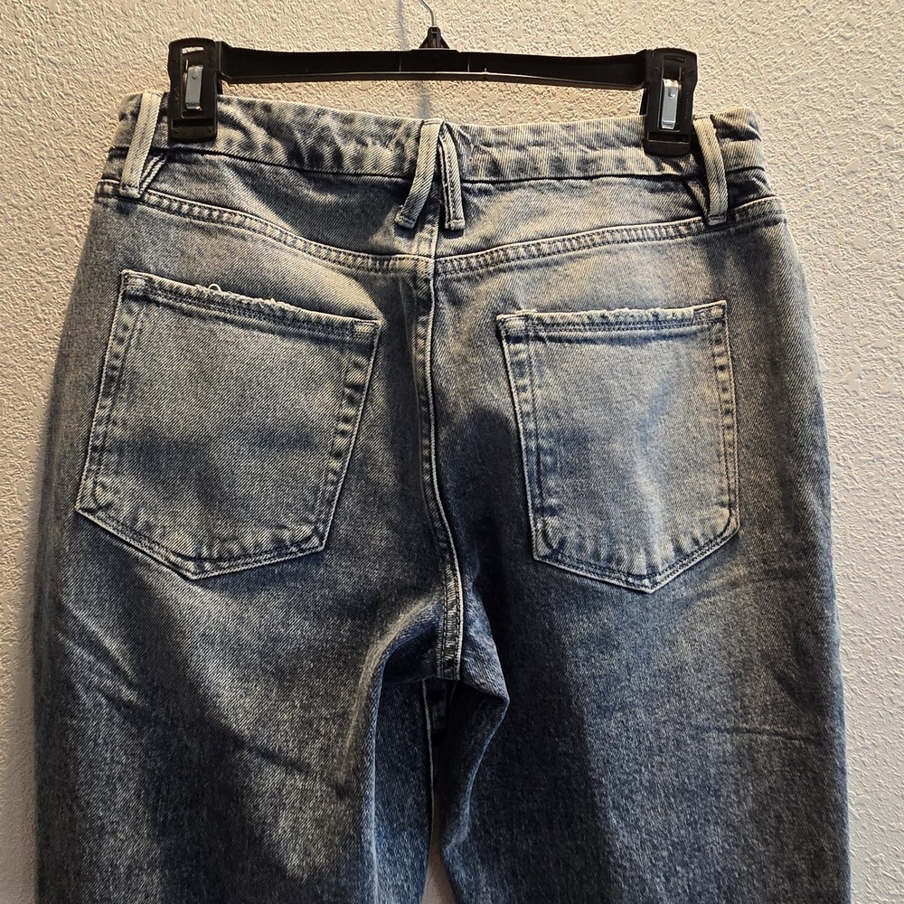 Good American High Rise Straight Jeans Women Size 2 / 26 Acid Wash Denim - Picture 3 of 13